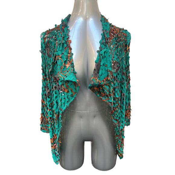 Alberto Makali Tops - NWT Alberto Makali Cutout Abstract Print Cardigan Top Women's Size Large Green